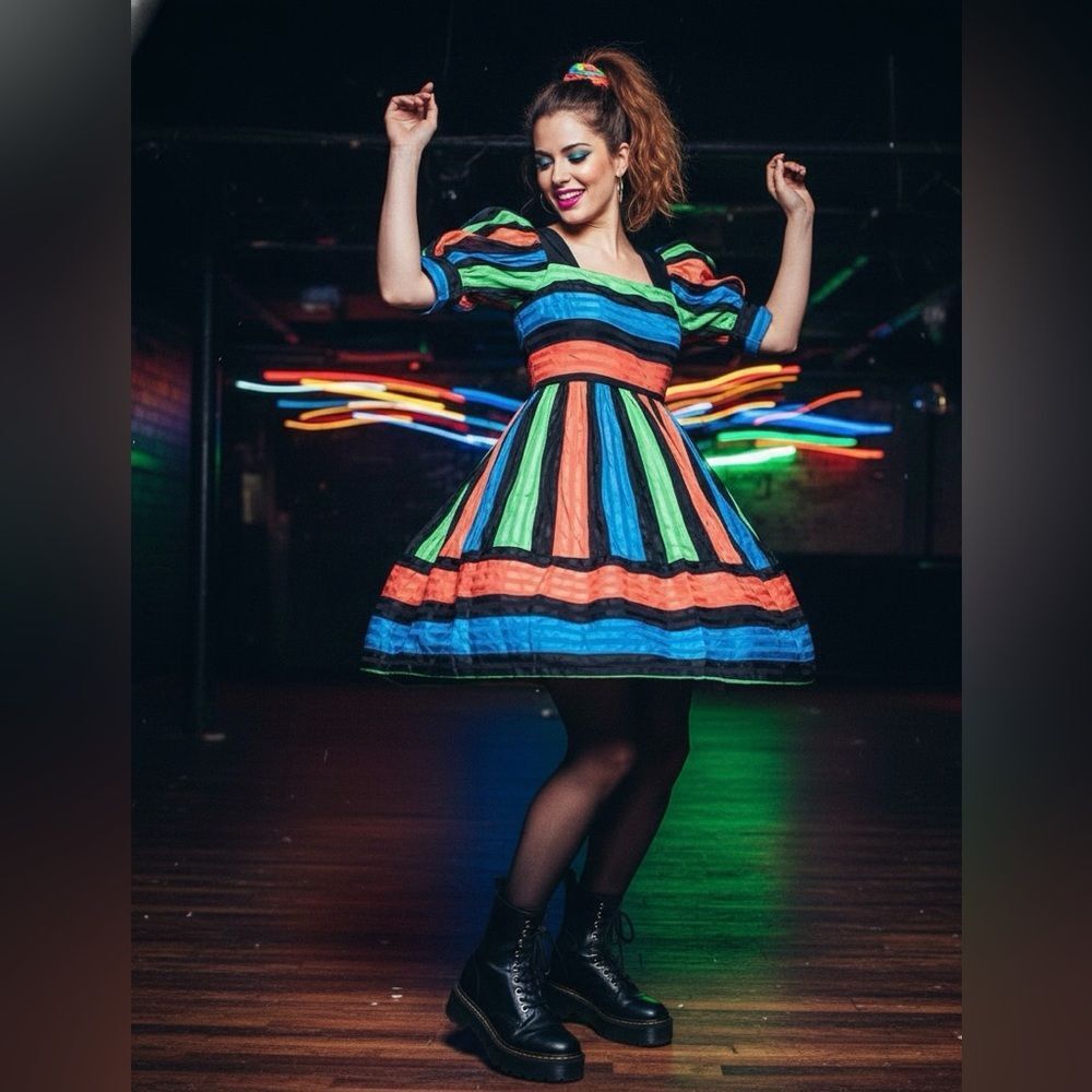 🎀 Betsey Johnson Striped Chiffon Dress Vintage - XS/Small 🎀